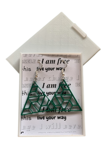 pendientes 3d triangulo verdes